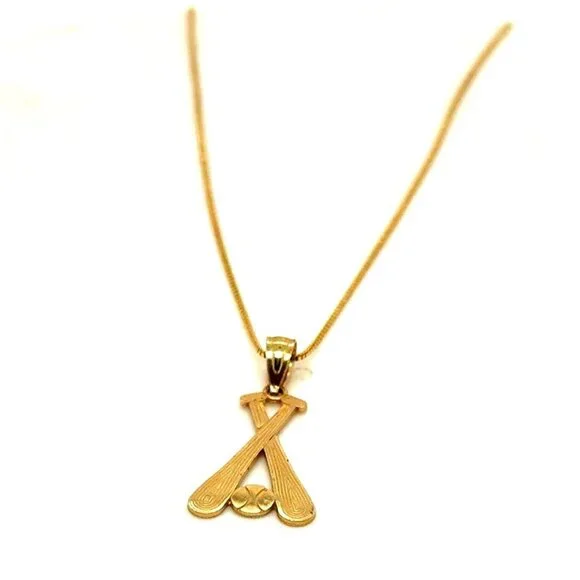 14K/10K Gold Baseball Necklace